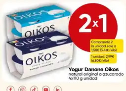 FROIZ Yogur Danone Oikos natural original o azucarado oferta