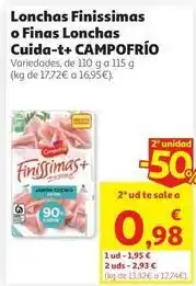 Alcampo Campofrío - lonchas finissimas o finas lonchas cuida-t+ oferta