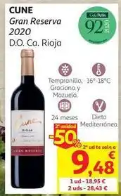 Alcampo Cune - gran reserva 2020 d.o.ca. rioja oferta
