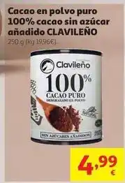 Alcampo Clavileño - cacao en polvo puro 100% cacao sin azucar anadido oferta