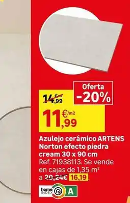 Leroy Merlin Norton - azulejo ceramico efecto piedra cream 30 x 90 cm oferta