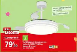 Leroy Merlin Star - ventilador de techo con luz motor dc mantra blanco oferta