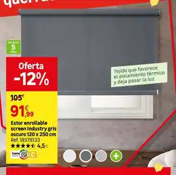 Leroy Merlin Home - estor enrollable screen industry gris oscuro 120 x 250 cm oferta