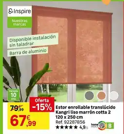 Leroy Merlin Home - estor enrollable translúcido mangri liso marron cotta 2 oferta