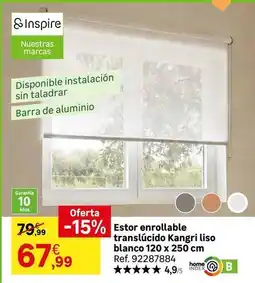 Leroy Merlin Blanco - estor enrollable translúcido kangri liso oferta