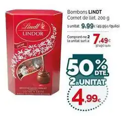 Condis Lindt - bombons cornet de llet oferta