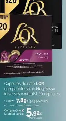 Condis Cafe l'or - capsules de café compatibles amb nespresso oferta