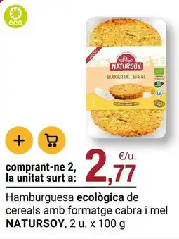 BonpreuEsclat Natursoy - hamburguesa ecologica de cereals amb formatge cabra i mel oferta