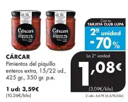 Supermercados Lupa Cárcar pimientos del piquillo enteros extra oferta