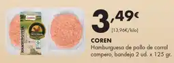 Supermercados Lupa Coren hamburguesa de pollo de corral campero oferta