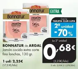 Supermercados Lupa Bonnatur jamón cocido extra corte fino lonchas oferta
