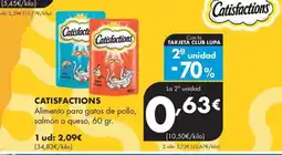 Supermercados Lupa Catisfactions Alimento para gatos de pollo, salmón o queso oferta