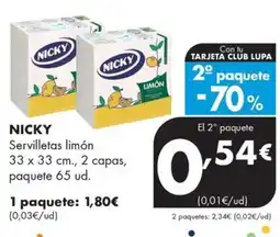 Supermercados Lupa Nicky servilletas limón oferta