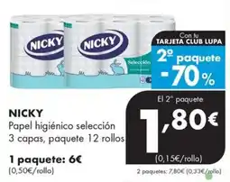 Supermercados Lupa Nicky papel higiénico selección oferta