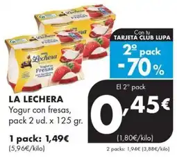 Supermercados Lupa La Lechera Yogur con fresas oferta