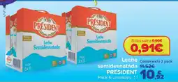 Carrefour President leche semidesnatada oferta