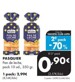 Supermercados Lupa Pasquier pan de leche oferta