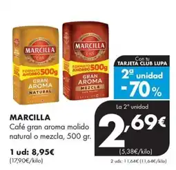 Supermercados Lupa Marcilla café gran aroma molido oferta