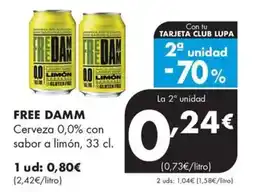 Supermercados Lupa Free Damm cerveza 0,0% con sabor a limón oferta