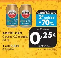 Supermercados Lupa Amstel Oro oferta