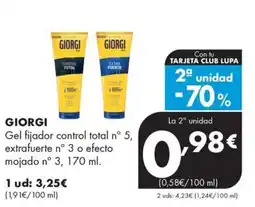 Supermercados Lupa Giorgi gel fijador control total n° 5, extrafuerte n° 3 o efecto mojado n° 3 oferta