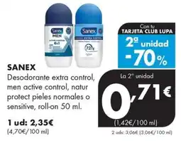 Supermercados Lupa Sanex desodorante extra control oferta