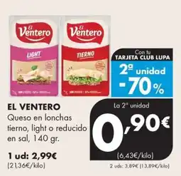 Supermercados Lupa El Ventero Queso en lonchas oferta