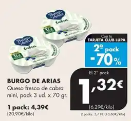 Supermercados Lupa Burgo de Arias queso fresco de cabra mini oferta