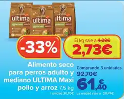 Carrefour ultima alimento seco para perros adulto y mediano ultima maxi pollo y arroz oferta