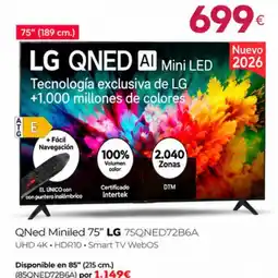 Tien 21 lg qned ai miniled 75" lg 75qned72b6a oferta