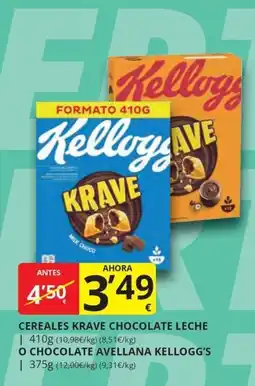 Supermercados MAS Kellogg's cereales krave chocolate leche oferta