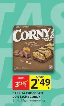 Supermercados MAS Corny barrita chocolate con leche oferta