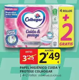 Supermercados MAS Colhogar papel higiénico cuida y protege oferta