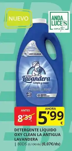 Supermercados MAS lavandera detergente liquido oxy clean la antigua oferta