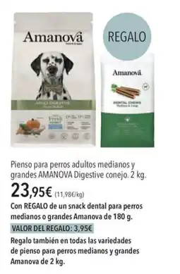 El Corte Inglés Amanova pienso para perros adultos medianos y grandes Digestive conejo oferta