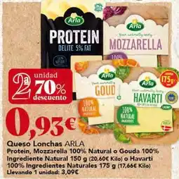 Gadis Arla - queso lonchas protein, mozzarella 100% natural o gouda 100% ingredienti natural oferta