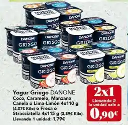 Gadis Danone - yogur griego coco, caramelo, manzana canela o lima-limon 4x110 g o fresa o stracciatella oferta
