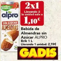 Gadis Alpro - bebida de almendras sin azúcar oferta