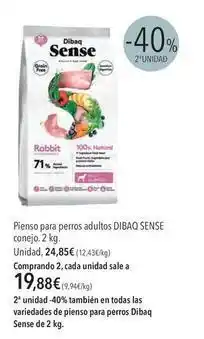 El Corte Inglés Dibaq - pienso para perros adultos conejo oferta