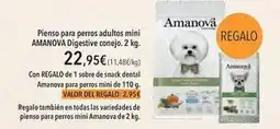 El Corte Inglés Amanova - pienso para perros adultos mini digestive conejo oferta