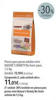 El Corte Inglés Nature - pienso para perros adultos mini no grain pavo oferta