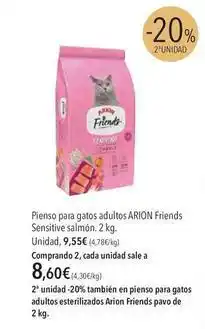 El Corte Inglés Arion - pienso para gatos adultos friends sensitive salmón oferta