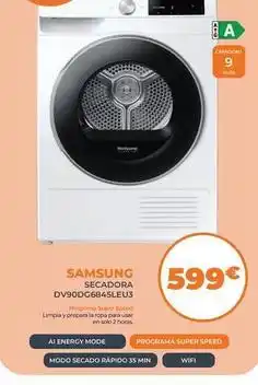 Samsung - secadora dvd90dg684sleu3