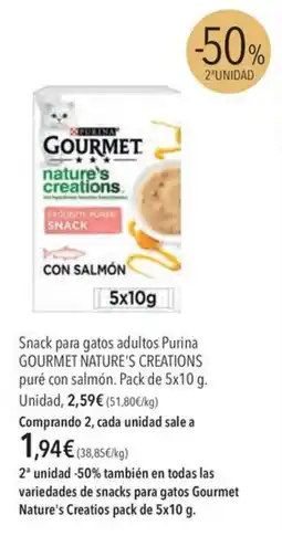 El Corte Inglés purina gourmet nature's creations snack con salmón oferta