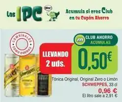 Masymas Schweppes - tónica original, original zero o limón oferta