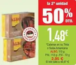 Masymas Albo - calamar en su tinta o salsa americana oferta
