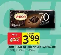 Supermercados MAS Valor - chocolate negro 70% cacao oferta