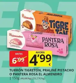 Supermercados MAS Almendro turrón tigretón, praliné pistacho o pantera rosa oferta