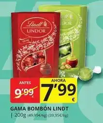 Supermercados MAS Lindt - gama bombon oferta
