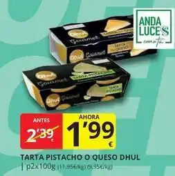 Supermercados MAS Dhul - tarta pistacho o queso oferta